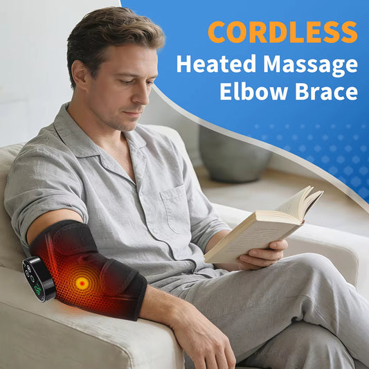 Cordless Heated & Vibrating Elbow Massager Brace with Smart Touch Screen