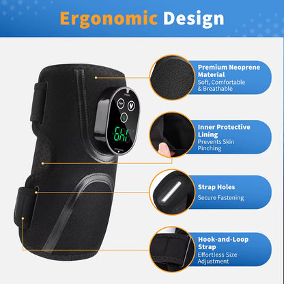 Cordless Heated & Vibrating Elbow Massager Brace with Smart Touch Screen