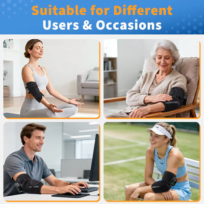 Cordless Heated & Vibrating Elbow Massager Brace with Smart Touch Screen