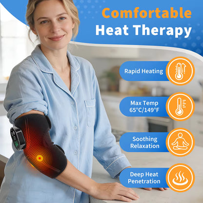 Cordless Heated & Vibrating Elbow Massager Brace with Smart Touch Screen